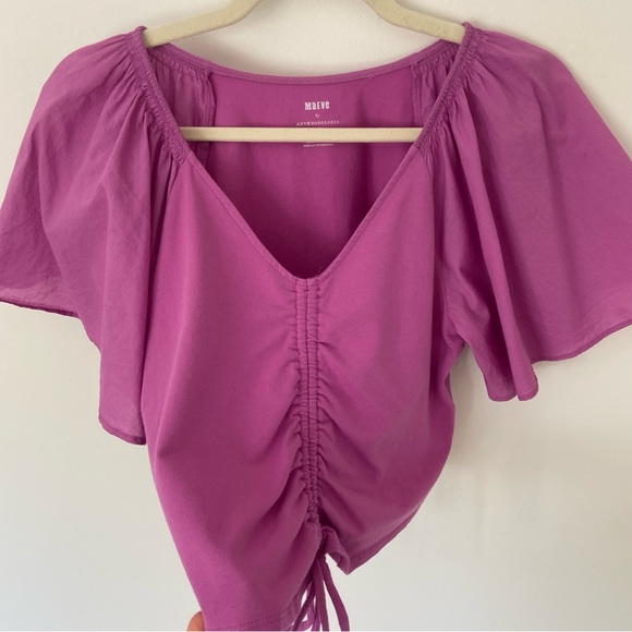 Anthropologie Maeve Cinched Flutter Sleeve Top size Small - Picture 6 of 10